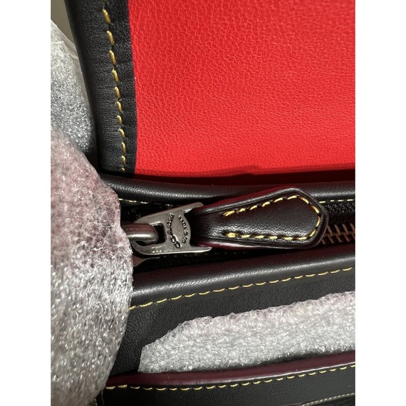 NWT Coach X Disney Mickey Mouse Saddle Bag 23 Calf Leather Purse Black 59359 - Picture 8 of 9